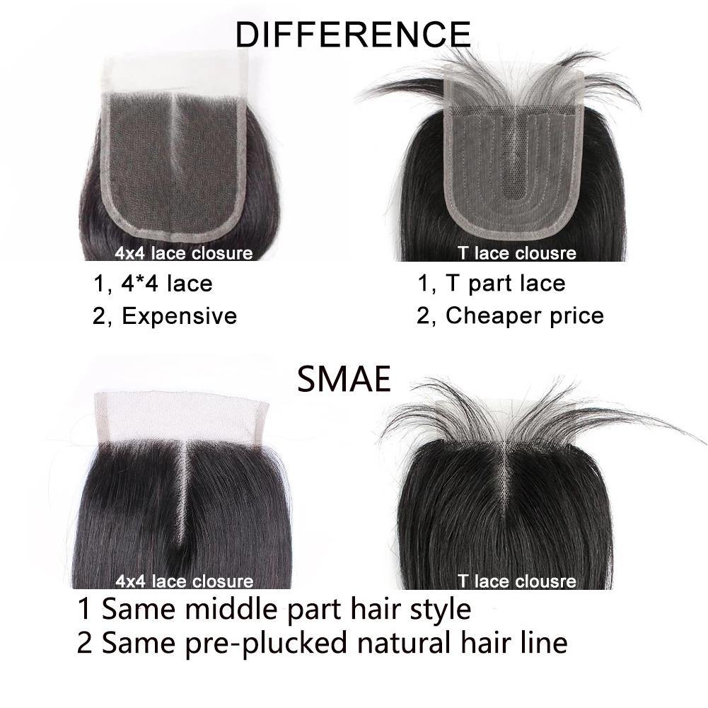 Amella Hair 3 Bundles With T Part 4*4 Lace Closure Body Wave 100% Human Brazilian Hair - amellahair