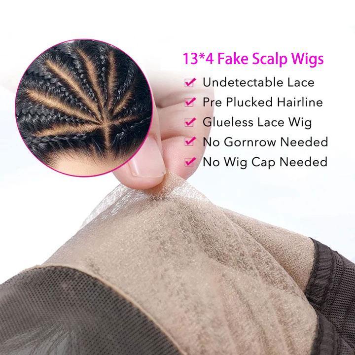 Pre-Make Fake Scalp 180% Density Pre Plucked Lace Front Wig 13x4 Lace Front Human Hair - amellahair
