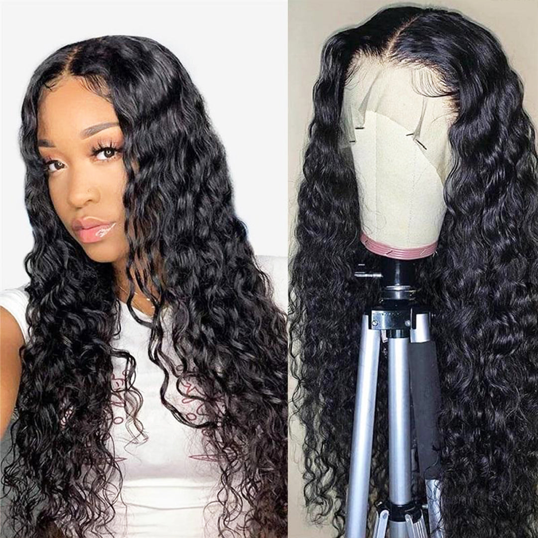 Amella Water Wave Full Lace Frontal Wig Natural Hairline With Baby Hair 180% Density