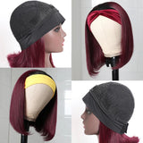 Amella Human Hair Headband Wigs Straight Bob Wigs Blonde Wigs 1BTL412 Color - amellahair