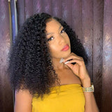 Amella Kinky Curly Bob Wig 13x4 Inch Lace Frontal Human Hair Wigs 180% Density