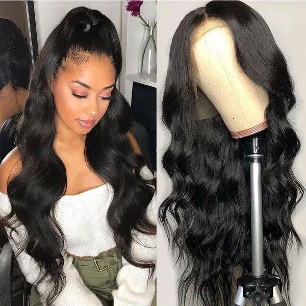 24-40 Inch Long Body Wave Lace Front Human Hair Wig - amellahair